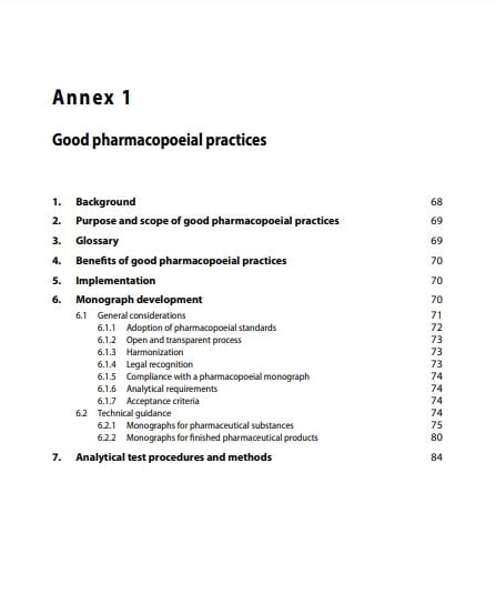 TRS 996 - Annex 1: WHO good pharmacopoeial practices