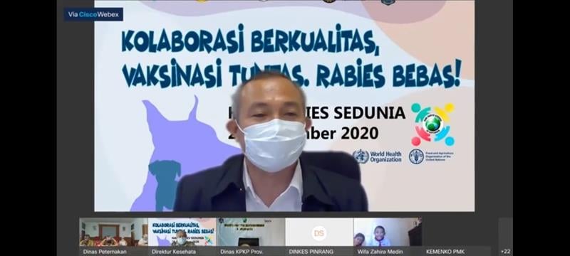 launching of roadmap Webinar shot of the launching of the roadmap for rabies elimination by 2030 in Indonesia
