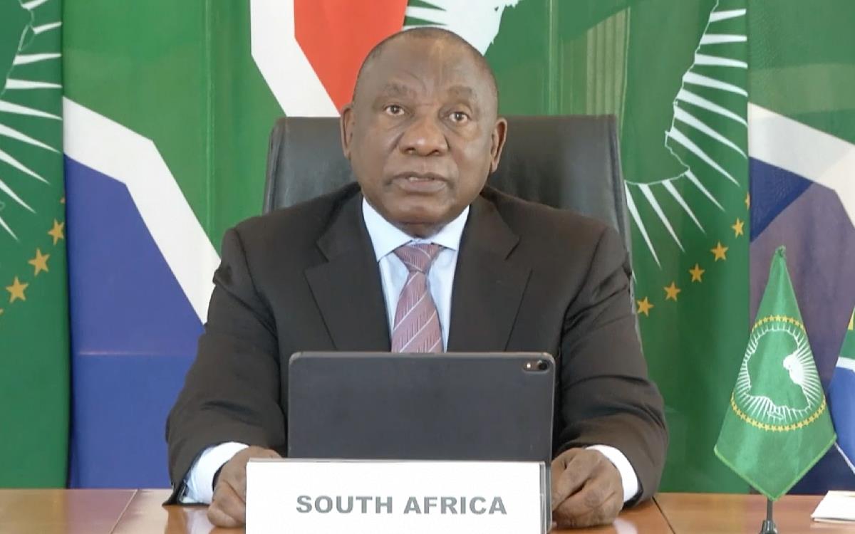 Cyril Ramaphosa, President of South Africa, during the Seventy-third World Health Assembly opening remarks 